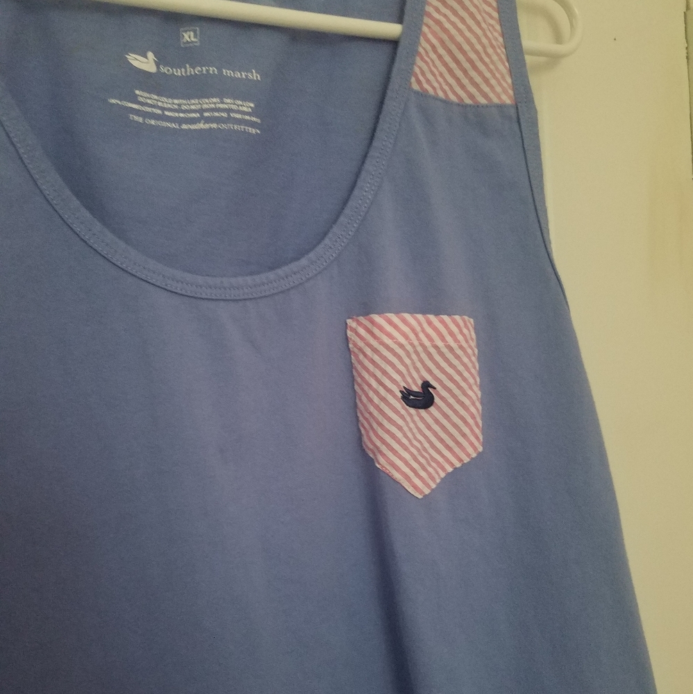 Southern Marsh Jessica Purple Gingham Tank Top XL - Picture 6 of 6